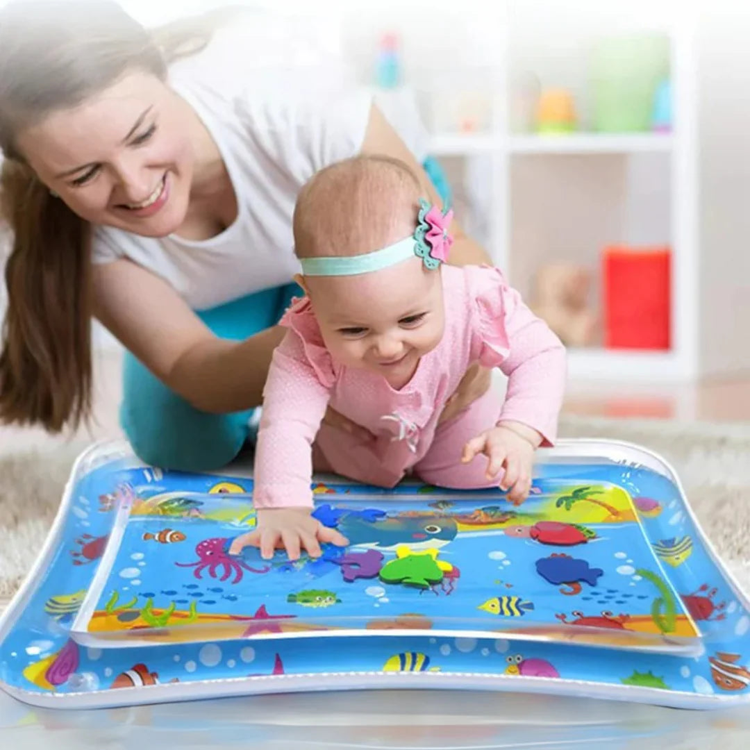 TAPETE INFLABLE SENSORIAL CON AGUA PARA BEBES – ESTIMULA Y DIVIERTE 👶