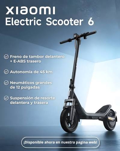 Xiaomi Electric Scooter 6 – Potencia, Autonomía y Confort para Cada Trayecto ⭐